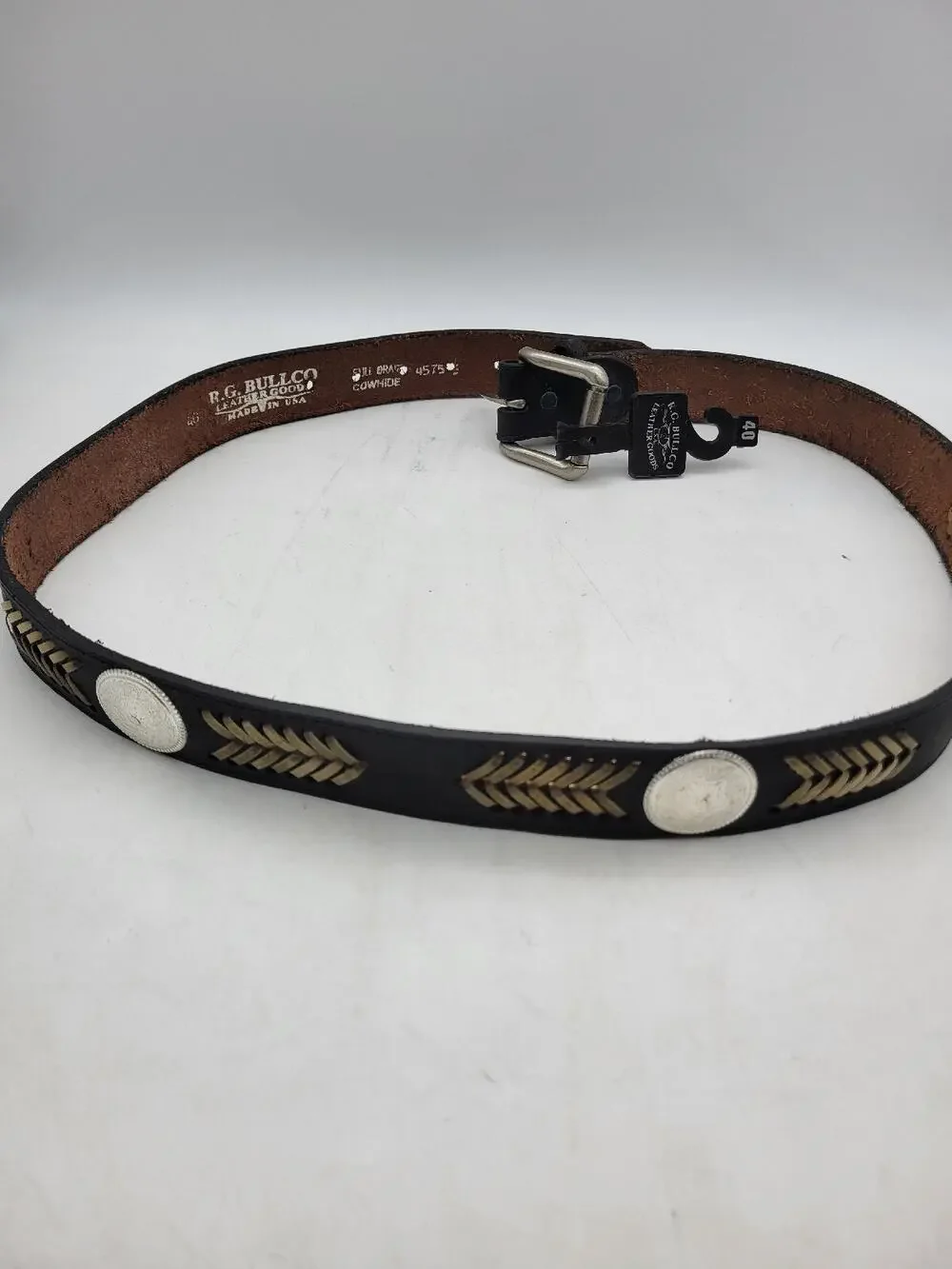 Leather Belt Made Of Cowhide R.G. BULLCO RGB-4575S 1-1/2-In Black- Size 40
